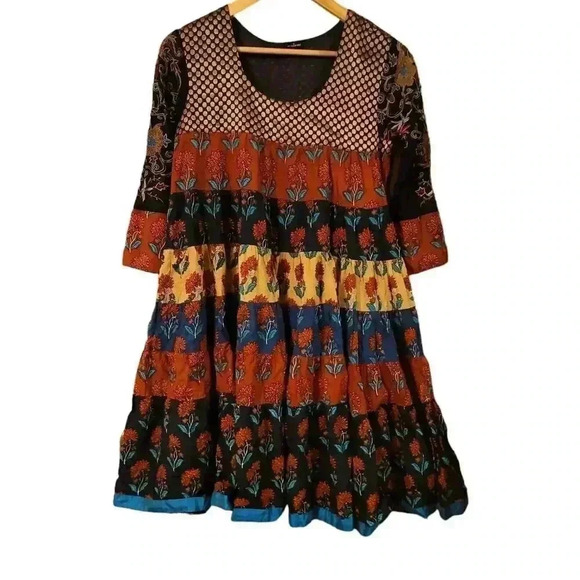 Bohemian Hippie Multi Pattern A Line Dress Size Small - Picture 1 of 13